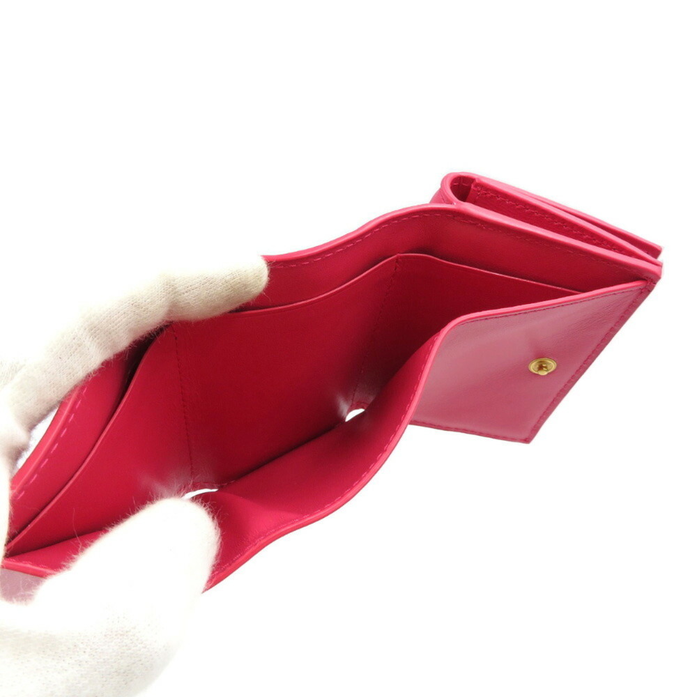BOTTEGA VENETA Intrecciato Lambskin Pink Trifold Wallet - Picture 5 of 8